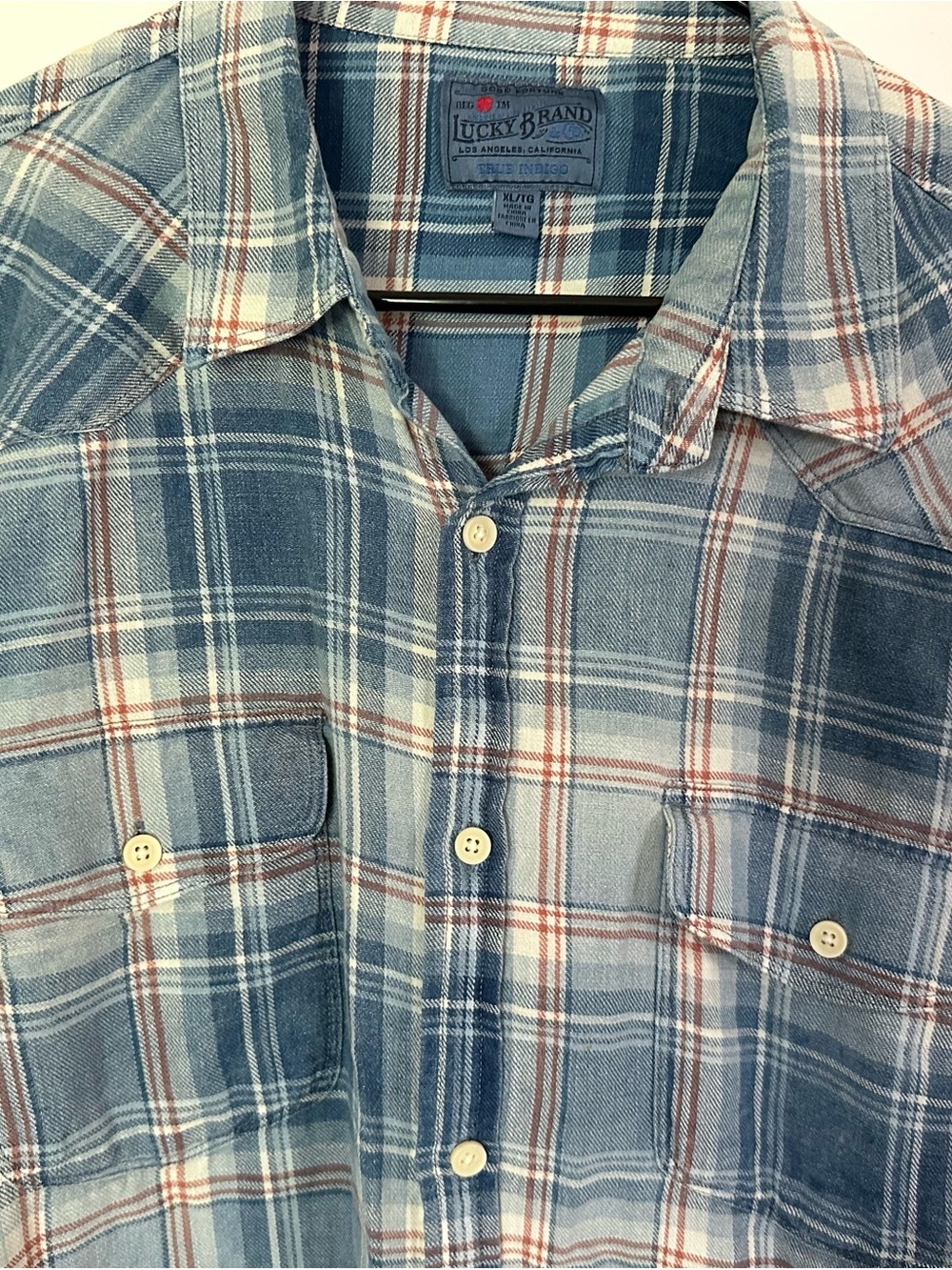 LUCKY Brand Vintage-Style Blue Plaid Button-Up Shirt - Men - Picture 5 of 10